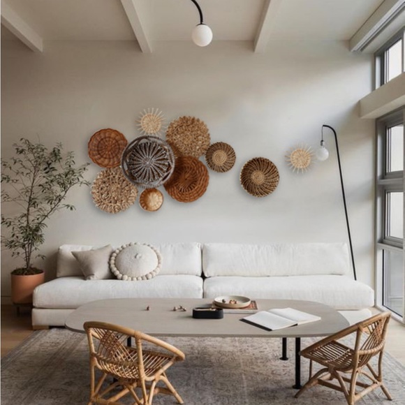 Earth Art hand crafted artisan Other - Set of 10 Seagrass Wall Basket For Wall Decor, Natural African Baskets